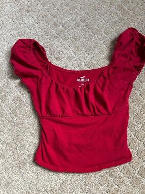 Hollister Red Ruched Bust Crop Top Small